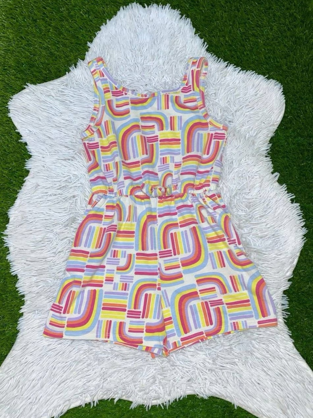 Wonder Nation Girls Sleeveless Play Romper W/Pockets Size S (6-6x)